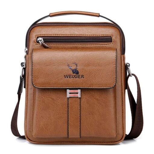 Leather Messenger Crossbody Shoulder Bag For Men Work Business Casual Adjustable Straps With  Metal Zipper - 图片 2