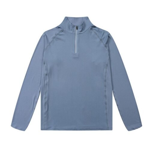 Autumn And Winter Outdoor Bottoming Shirt Men's Sports Quick-drying Breathable Small Stand Collar Top - Image 3