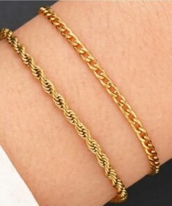 Stainless Steel Twist Chain Bracelet 2-piece Set Fashion