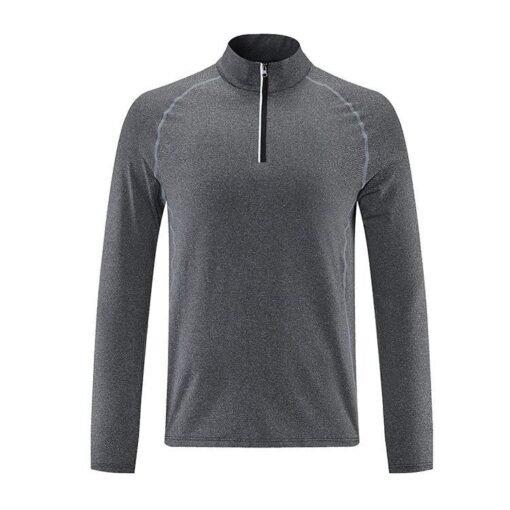 Autumn And Winter Outdoor Bottoming Shirt Men's Sports Quick-drying Breathable Small Stand Collar Top - Image 5