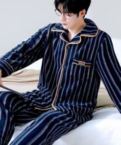 Pajamas Men's Autumn And Winter Thick Coral Fleece Suit