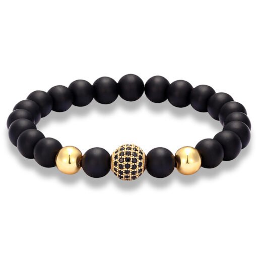Frosted Stone Micro Inlaid Zircon Bracelet String Beads - Image 7