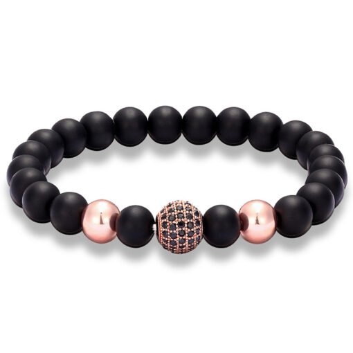 Frosted Stone Micro Inlaid Zircon Bracelet String Beads - Image 4
