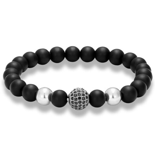 Frosted Stone Micro Inlaid Zircon Bracelet String Beads - Image 3