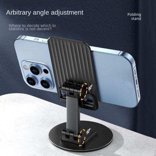 Foldable Phone Stand For Desk - Height Adjustable Cell Phone Holder Portable Cellphone Cradle Desktop Dock Metal Base 360 Degree Rotatable Compatible With Phone Tablet PC - Bild 7
