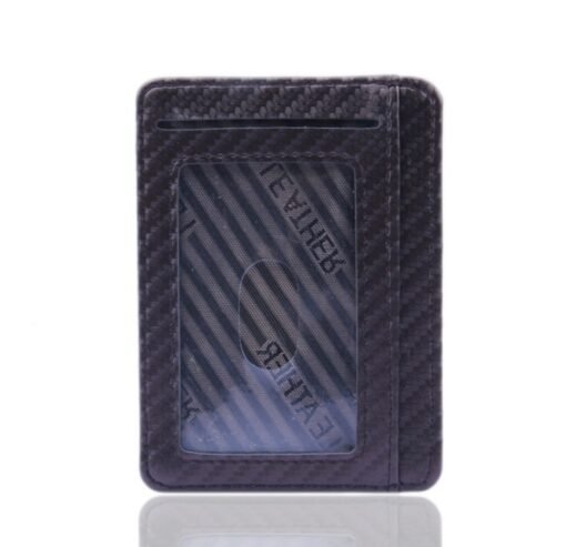 New Fashion Pu Leather Carbon Fiber Wallet Mini Slim Wallets Business Men Credit Card ID Holder with RFID Anti-chief Purse - 图片 4