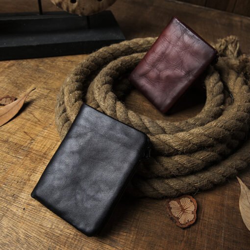 Men's Short Genuine Leather Vertical Casual Zipper Wallet - immagine 10