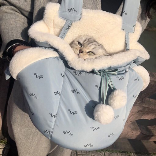 Pet Supplies Go Out Portable Backpack Cat Warm Chest Bag - Larawan 3
