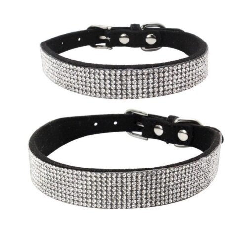 Shiny Rhinestone Hot Rhinestone Pet Collar Microfiber Durable Dog Collar - Hình ảnh 4