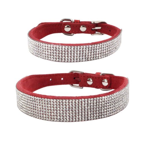 Shiny Rhinestone Hot Rhinestone Pet Collar Microfiber Durable Dog Collar - Hình ảnh 2
