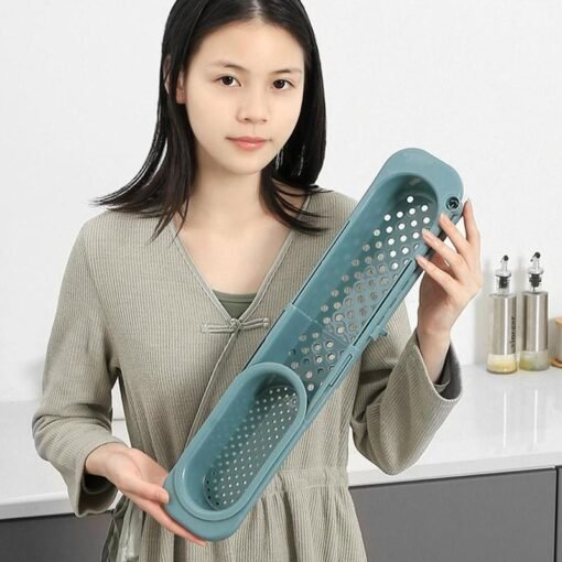 Telescopic Sink Rack Soap Sponge Holder Kitchen Sinks Organizer Adjustable Sinks Drainer Rack Storage Basket Kitchen Accessories - immagine 6