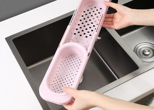 Telescopic Sink Rack Soap Sponge Holder Kitchen Sinks Organizer Adjustable Sinks Drainer Rack Storage Basket Kitchen Accessories - immagine 5