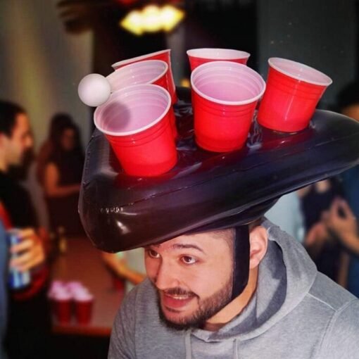 One Set Inflatable Ping Pong Cup Holder Hats Rings Toss Game Fun Lawn Toys Throwing Adult Kids Ferrule Tools With 2pcs Ball - Image 5
