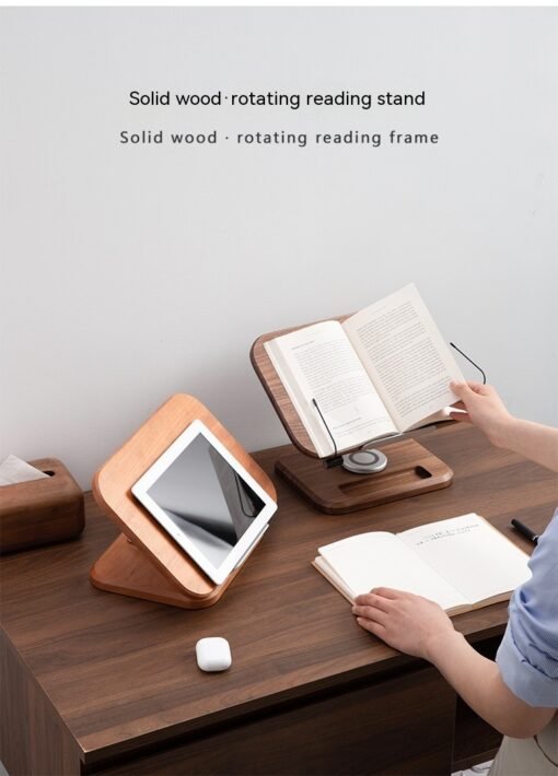 Black Walnut Solid Wood Reading Rack Adjustable Rotating Children's Reading Artifact IPad Bracket - 图片 7