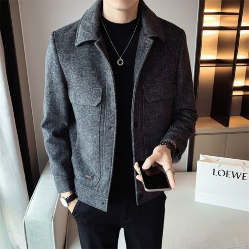 Men's Winter New Woolen Lapel Short Coat - Image 6