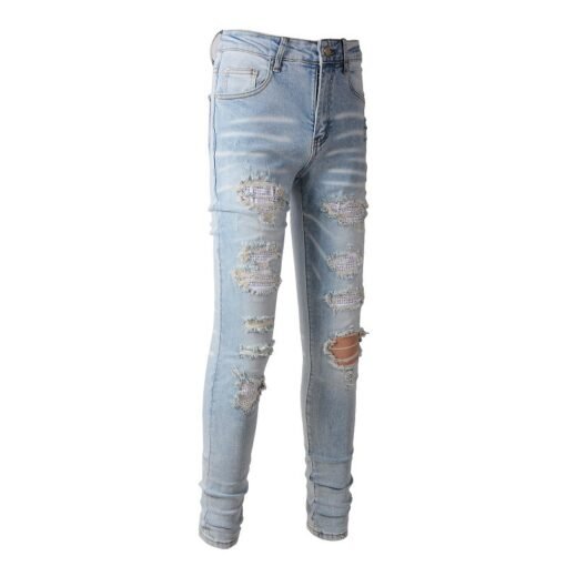 Blue With Holes Skinny American Jeans - Image 6