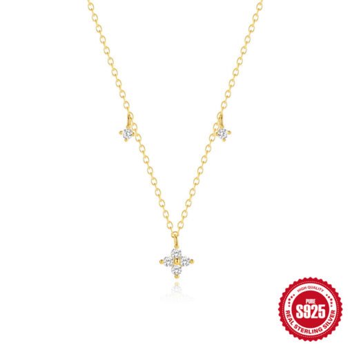 Sterling Silver Petal Twin Necklace Exquisite - Bild 2