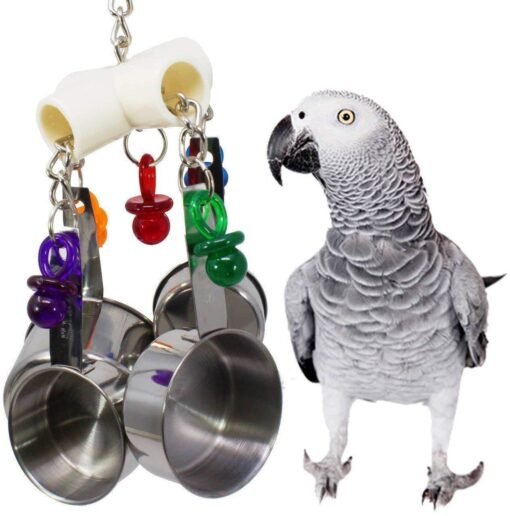 Parrot Bite Toy Stainless Steel Four-pot String - immagine 3