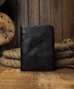 Men's Short Genuine Leather Vertical Casual Zipper Wallet