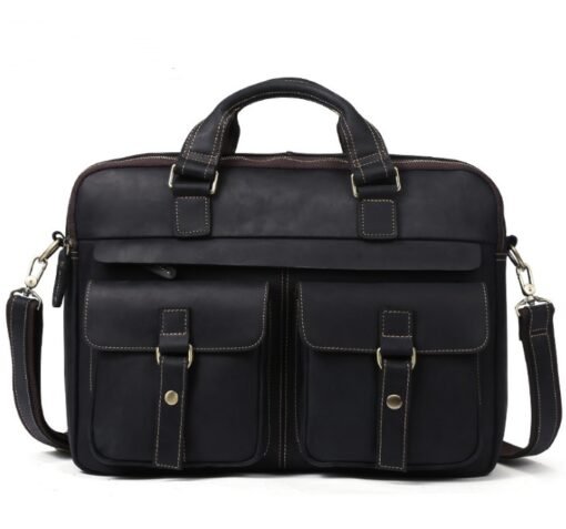 Genuine men''s bags retro men''s business bags briefcase cowhide oblique Bag 15.6 inch Laptop Bag - Image 4