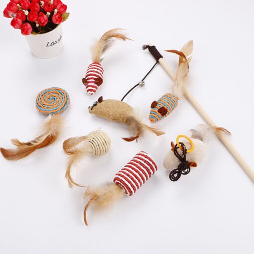 Amazon hotinteractive toy suit foreign trade bell feathers teasing manyand stick toy box suit - Hình ảnh 5