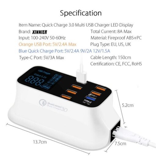 Quick Charge 3.0 Ordinary Smart USB Charger Station - Hình ảnh 10