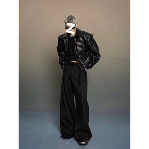 Trendy Korean Style Cutting Design Leisure Leather Jacket Top - Bild 3