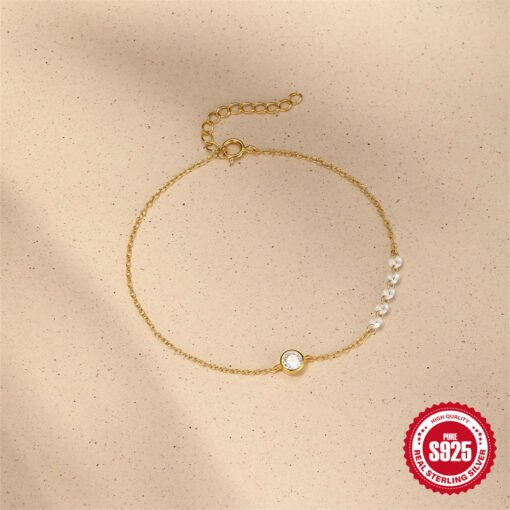 Sterling Silver Super Round Bag Inlaid Zircon Bracelet Necklace - Hình ảnh 7