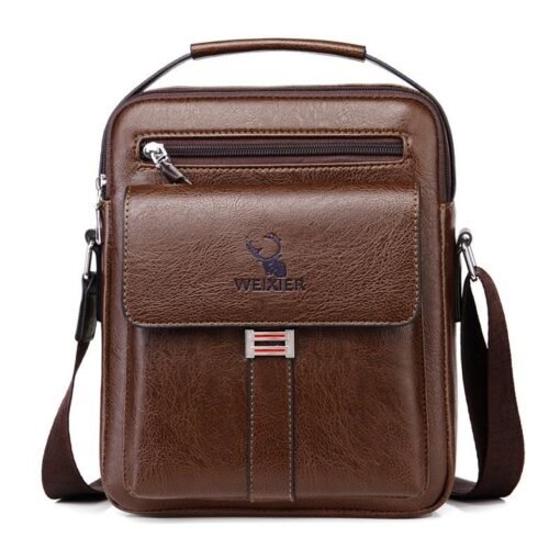 Leather Messenger Crossbody Shoulder Bag For Men Work Business Casual Adjustable Straps With  Metal Zipper - 图片 6