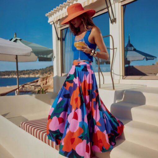 Fashion Casual Printing Bohemian Midi Skirt - Image 3