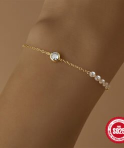 Sterling Silver Super Round Bag Inlaid Zircon Bracelet Necklace