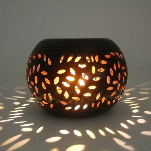 Outdoor Wrought Iron Solar Hollow Lawn Lamp Garden Ornament - Bild 3