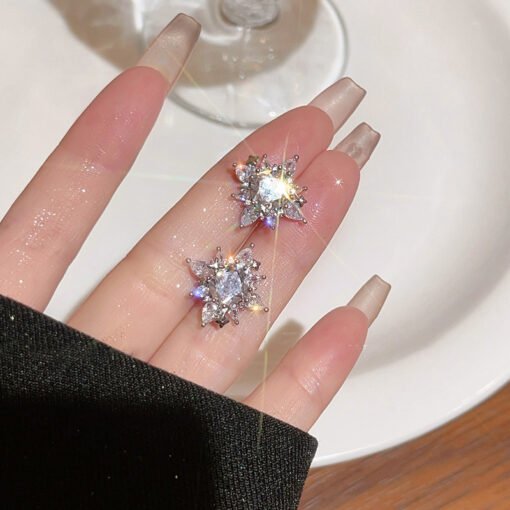 Sparking Snowflake Earrings For Women Shiny Zircon  Firework Exquisite Earring Christmas New Year Party Jewelry - Image 4