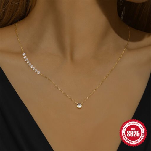 Sterling Silver Super Round Bag Inlaid Zircon Bracelet Necklace - Hình ảnh 4