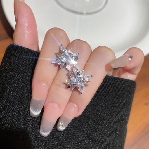 Sparking Snowflake Earrings For Women Shiny Zircon  Firework Exquisite Earring Christmas New Year Party Jewelry - Image 5