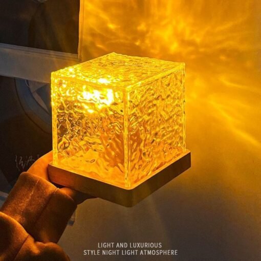 16 Colors LED Water Ripple Ambient Night Light USB Rotating Projection Crystal Table Lamp RGB Dimmable Home Decoration - immagine 4