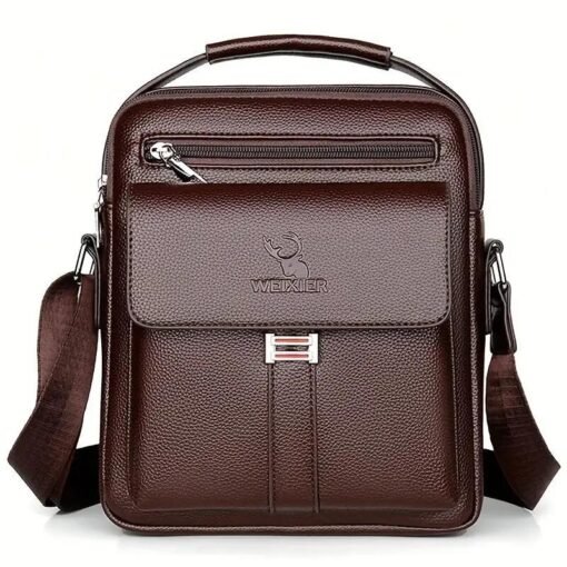 Leather Messenger Crossbody Shoulder Bag For Men Work Business Casual Adjustable Straps With  Metal Zipper - 图片 4