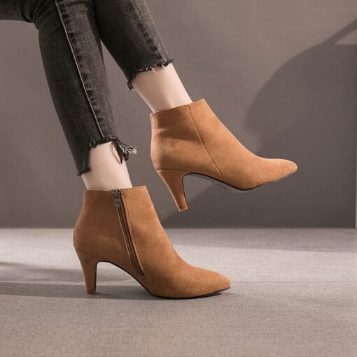 Pointed Toe Stiletto Mid-heel Non-slip Women's Boots - Hình ảnh 2
