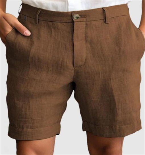 Men's Linen Summer Breathable Solid Color Outdoor Shorts - Bild 9