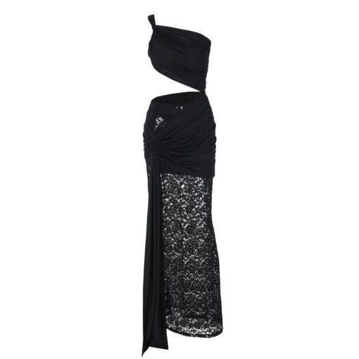 Sexy Mid Waist Hollow Lace Strap Dress Two-piece Set - Bild 9