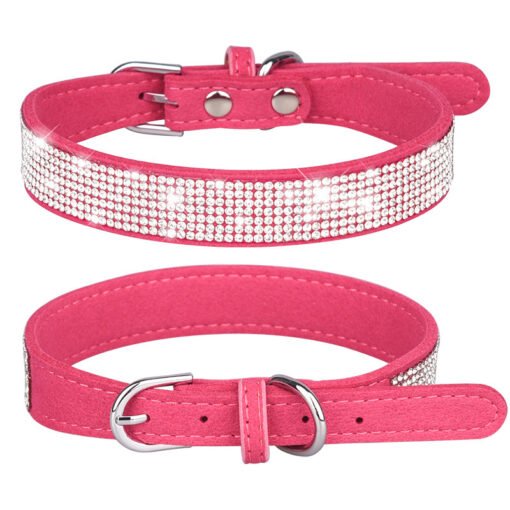 Shiny Rhinestone Hot Rhinestone Pet Collar Microfiber Durable Dog Collar - Hình ảnh 8