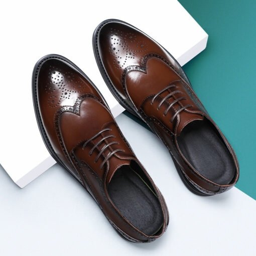 Fashion New Brogue Leather Shoes Men - Image 4