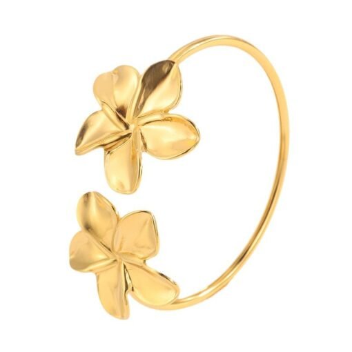 Stainless Steel Open Flower Bracelet - Imagen 6