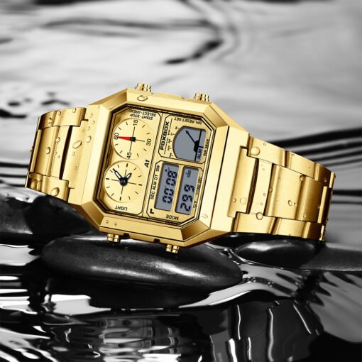 Dual Display Multifunctional Waterproof Alarm Clock Luminous Sports Chronographe Watch - Image 2