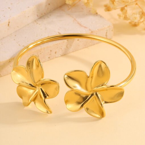 Stainless Steel Open Flower Bracelet - Imagen 2