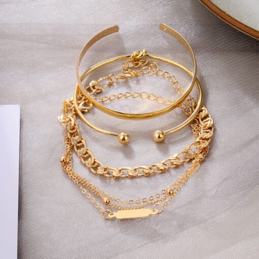European And American Simple Hundred Chain Ring Bracelet 4-piece Set - Image 6