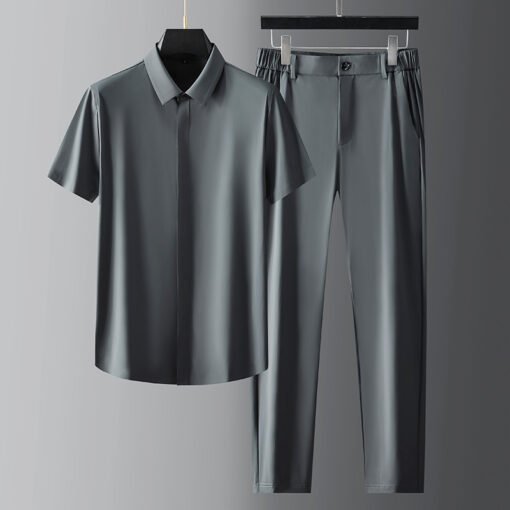 Fashion Business Men's Short-sleeve Shirt Suit - Image 3