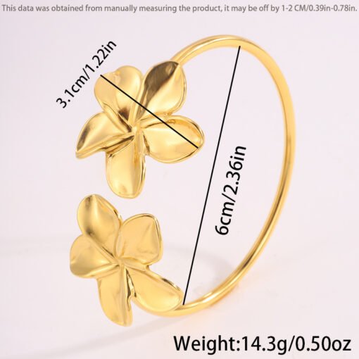 Stainless Steel Open Flower Bracelet - Imagen 5