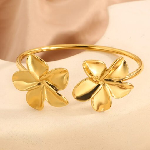 Stainless Steel Open Flower Bracelet - Imagen 3