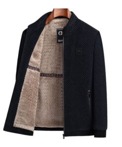 Middle-aged And Elderly Men's Fleece-lined Thickened Chenille Coat